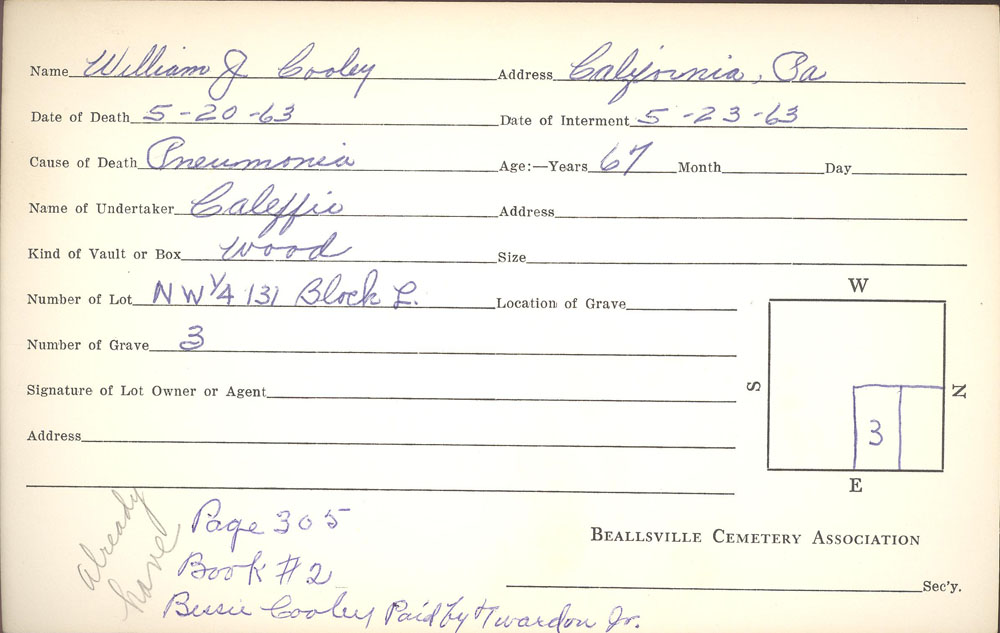 burial card